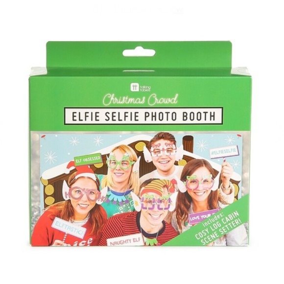 Elfie Selfie Photo Booth Cozy Log Cabin Scene Setter, Christmas NWT - Picture 1 of 4